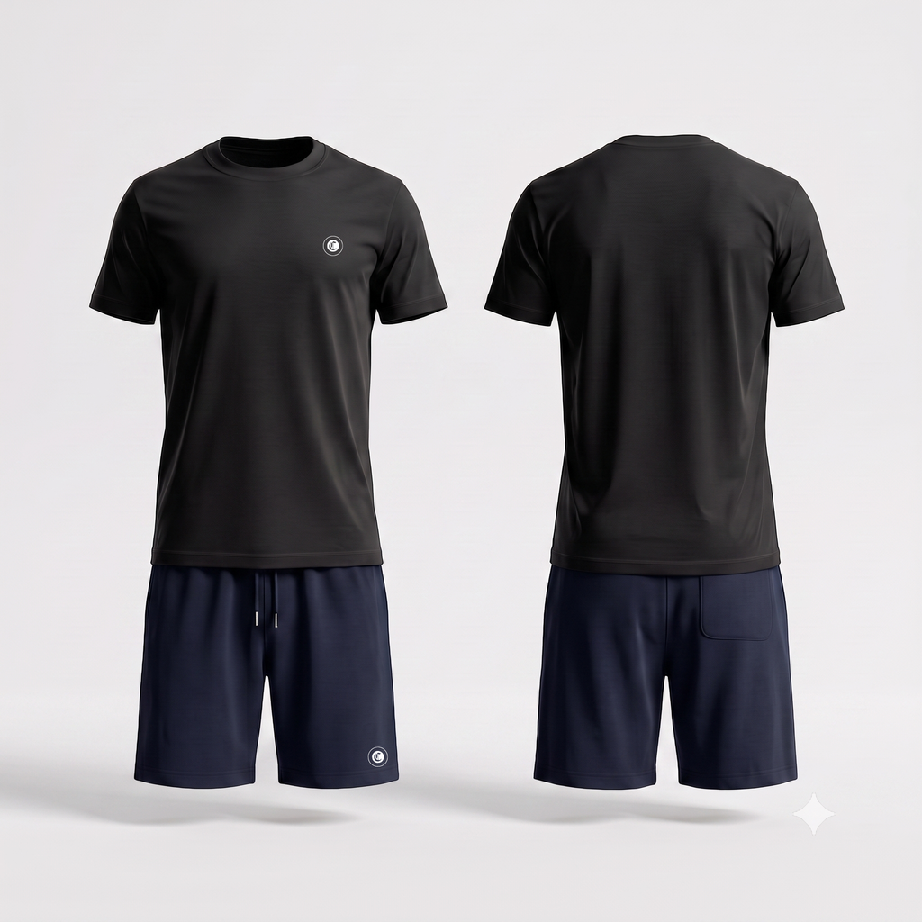 Zomerset mono badge met Navy Shorts